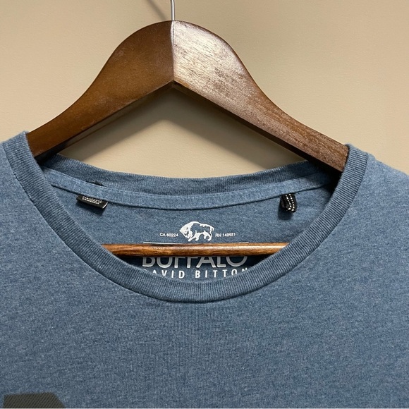 Buffalo David Bitton Heather Blue Crew Neck Tee Men’s XL - Picture 2 of 9